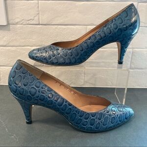 Amano Reyers sz 9 navy croc leather pointy heels